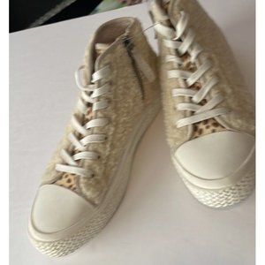 Dolce Vita Women's Shearling High Top Sneakers Cream - Faux & Real Fur Size 9.5